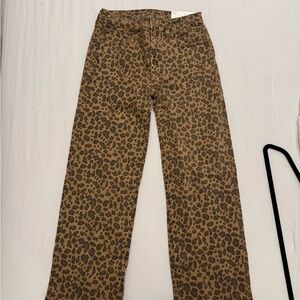 American Eagle Outfitters Straight Leg Jeans - Brown Leopard Print